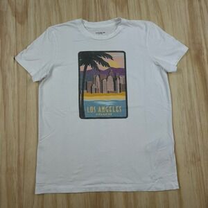 Coach Los Angeles Graphic Print Cotton T-shirt Small White Short Sleeve